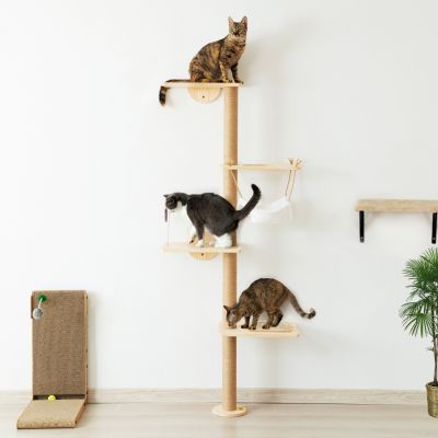 壁挂猫抓柱-实木色