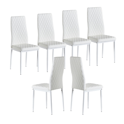菱形网格餐椅白色-6件装