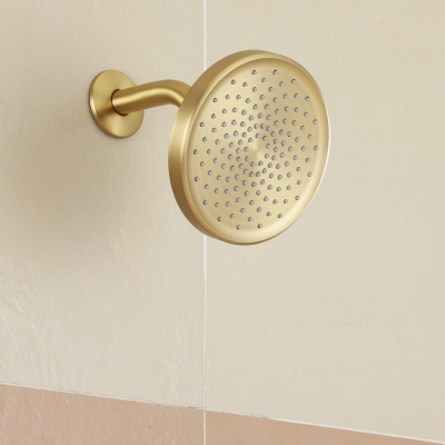 6英寸拉丝金色单壁挂式固定淋浴喷头