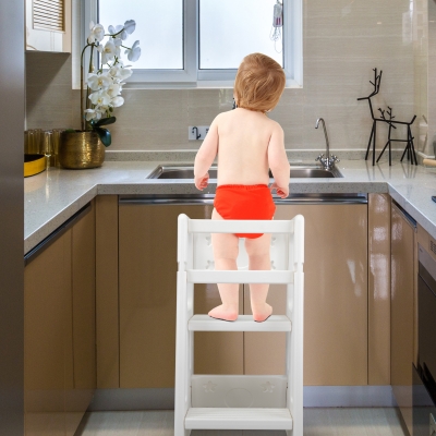 儿童厨房踏板凳-白色